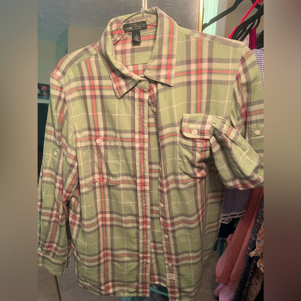 LRL Spring Flannel -  Large - Lauren Jeans Co -Ralph Lauren